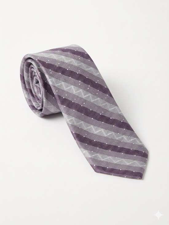 Van Heusen Other - Van Heusen Lavender and Silver Geometric Silk Tie Chevron Geometric Pattern